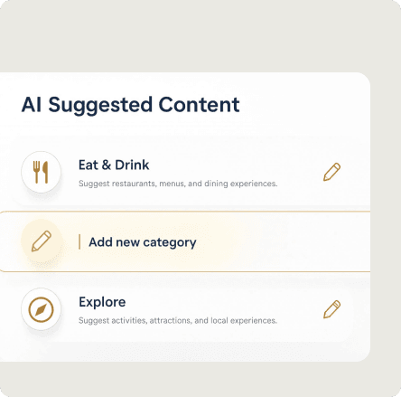 เนื้อหา Eat and Drink และ Explore ที่ AI แนะนำในตัวแก้ไข